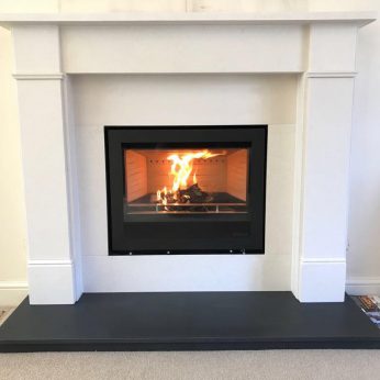 Stovax Studio 1 inset stove with Hersham Agean Limestone surround Stovax Studio